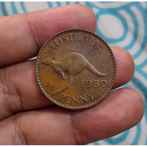 EXCELLENT GRADE , AUSTRALIA 1960 * 1 , ONE PENNY COIN * QUEEN ELIZABETH II * EXTRA FINE PLUS CONDITION * PERTH MINT * Make Offer