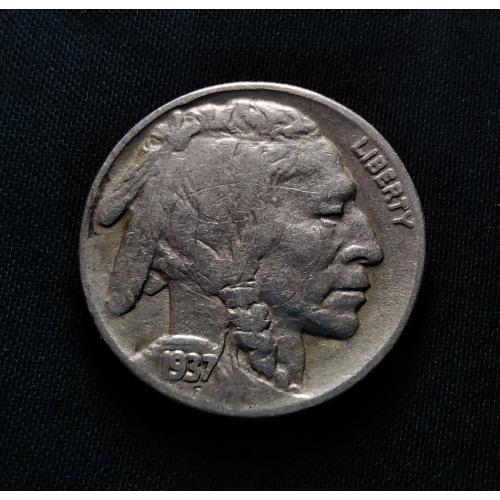 USA , UNITED STATES 1937 * FIVE CENTS COIN * BUFFALO , INDIAN NICKEL HEAD * VERY FINE PLUS CONDITION * Make Offer