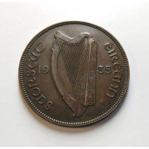 IRELAND 1935 * 1 PINGIN COIN * EXTRA FINE PLUS CONDITION * Hen with chicks * Make Offer