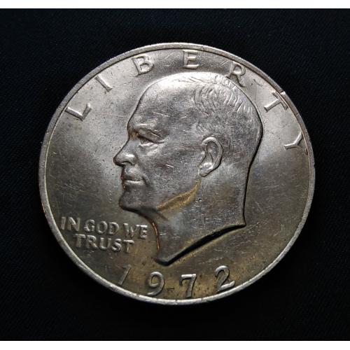 BIG SIZE : 38.1MM , UNITED STATES 1972 * 1 Dollar " Eisenhower Dollar " WITH FULL OF LUSTER ALMOST " UNC " CONDITION * Make Offer