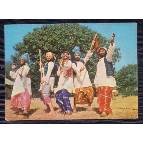 Vintage India Postcard Of " Bhangra Dance Performance " (India -Panjab) * Make Offer