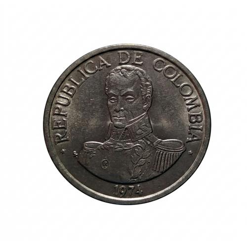WITH LUSTER , COLOMBIA 1974 * 1 PESO COIN * " NEAR AUNC " COND * HARD COUNTRY , SIMON BOLIVAR (PORTRAIT) Make Offer