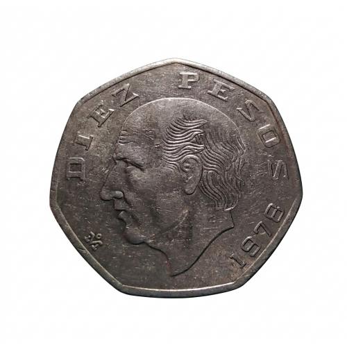 WITH LUSTER , BIG SIZE 30.5 MM , MEXICO 1978 * 10 PESOS COIN * Miguel Hidalgo Costilla (PORTRAIT) MEXICANOS * Make Offer