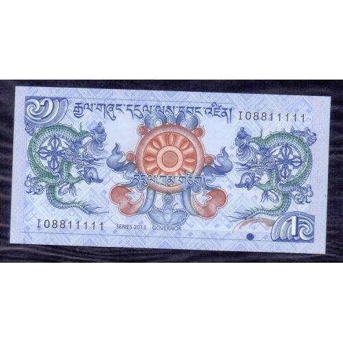 BHUTAN 2013 * 1 Ngultrum BANKNOTE * PERFECT UNC WITH SEMI FANCY NUMBER * Make Offer