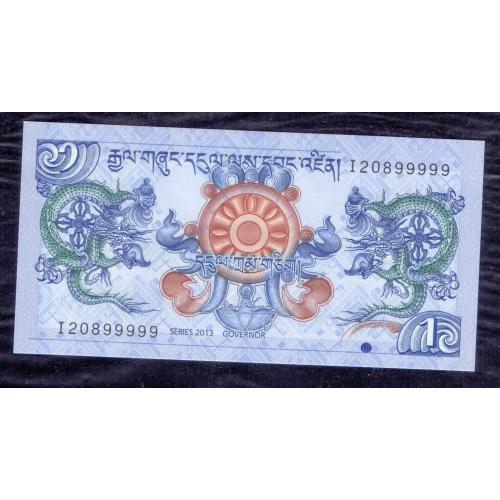 BHUTAN 2013 * 1 Ngultrum BANKNOTE * PERFECT UNC WITH SEMI FANCY NUMBER * Make Offer
