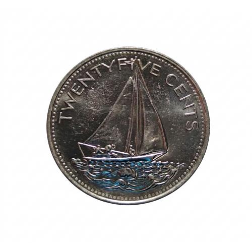 WITH LUSTER , BAHAMAS 2000 * 25 CENTS COIN * AUNC COND * BAHAMIAN SLOOP , VERY HARD CONTRY , (NON MAGNETIC) * Make Offer