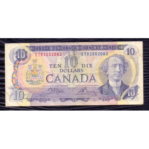 CANADA 1971 * 10 , TEN DOLLARS BANKNOTE * FINE PLUS CONDITION * Sir John A. Macdonald (Portrait) * P-88d * Make Offer