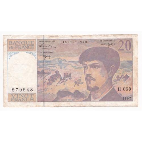 FRANCE 1997 * 20 FRANCS BANKNOTE * VERY FINE CONDITION *  DEBUSSY * Make Offer