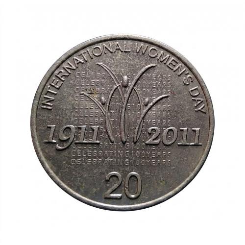 AUSTRALIA 2011 * 20 CENTS ** COMMEMORATIVE COIN ** * 100th Anniversary of International Women's Day * EXTRA FINE PLUS CONDITION , QUEEN EIZABETH II * Make Offer