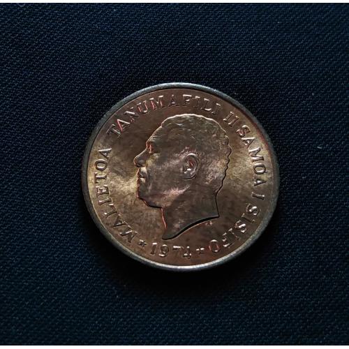 * UNC * CONDITION , FULL OF LUSTER , HARD COUNTRY , SAMOA 1974 * 1 SENE COIN * TANUMAFILI II * Make Offer