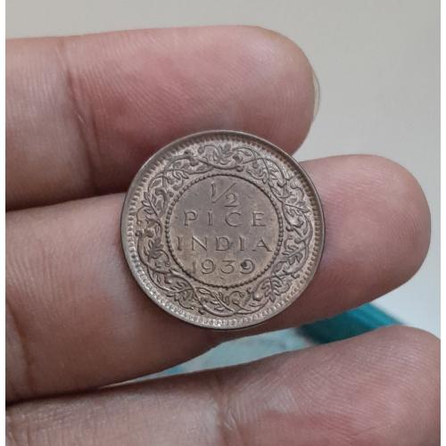 BRITISH INDIA 1939 * 1/2 , HALF PICE COIN * KING GEORGE VI * EXTRA FINE PLUS CONDITION , BOMBAY MINT , Make Offer