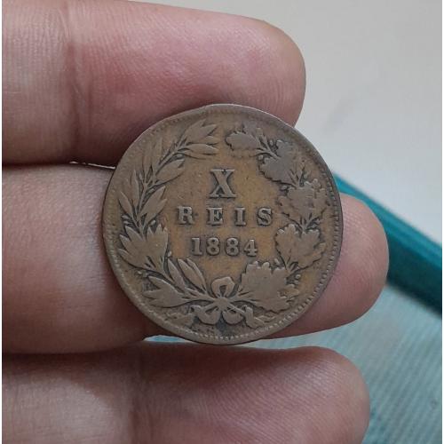 VERY HARD , PORTUGAL - REAL (DECIMALIZED, 1835-1910), PORTUGAL 1884 * 20 REIS COIN * FINE PLUS CONDITION * LUÍZ I , BIG SIZE : 30 MM , Make Offer