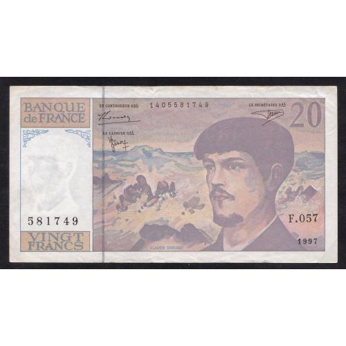 CRISPY PAPER , EXTRA FINE PLUS PLUS , FRANCE 1997 * 20 FRANCS BANKNOTE *  DEBUSSY * Make Offer