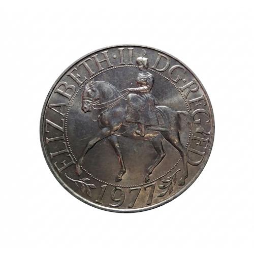 GREAT BRITAIN 1977 * 25TH ANNIVERSARY OF ACCESSION OF QUEEN ELIZABETH II * 25 NEW PENCE COMMEMORATIVE , AUNC TO UNC CONDITION * UNITED KINGDOM UK , BIG SIZE 38.61MM * Make Offer
